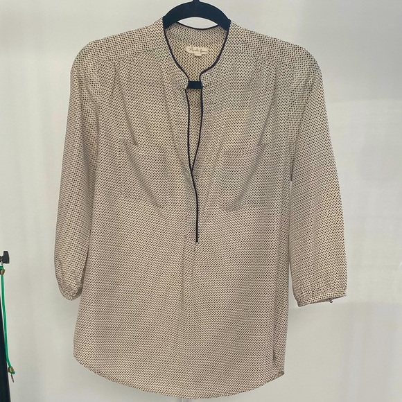 Medium length sleeve blouse, black and beige - Picture 1 of 5